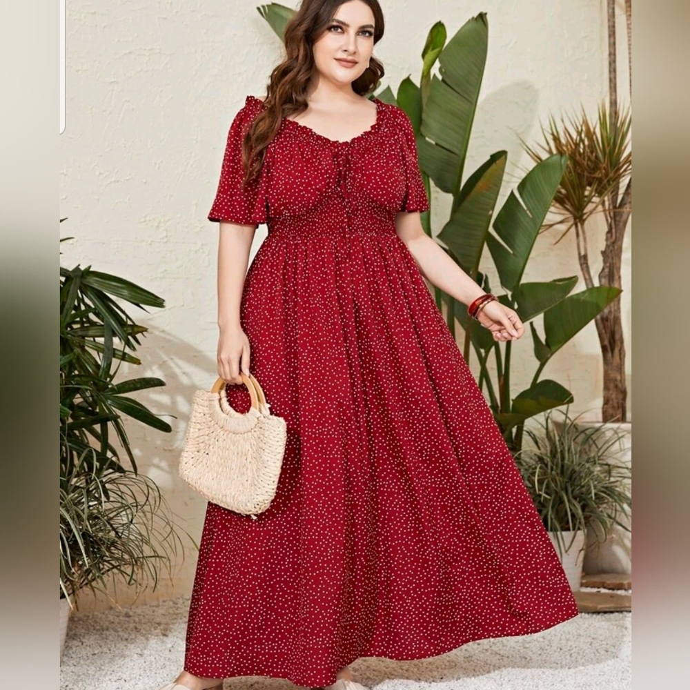RED POLKA DOT MAXI DRESS